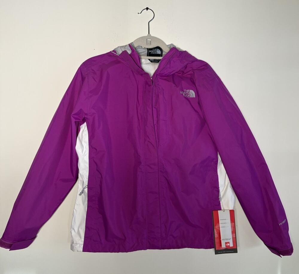 The North Face Womens ABUK Stinson Hyvent Hooded Rain Jacket Magenta Large